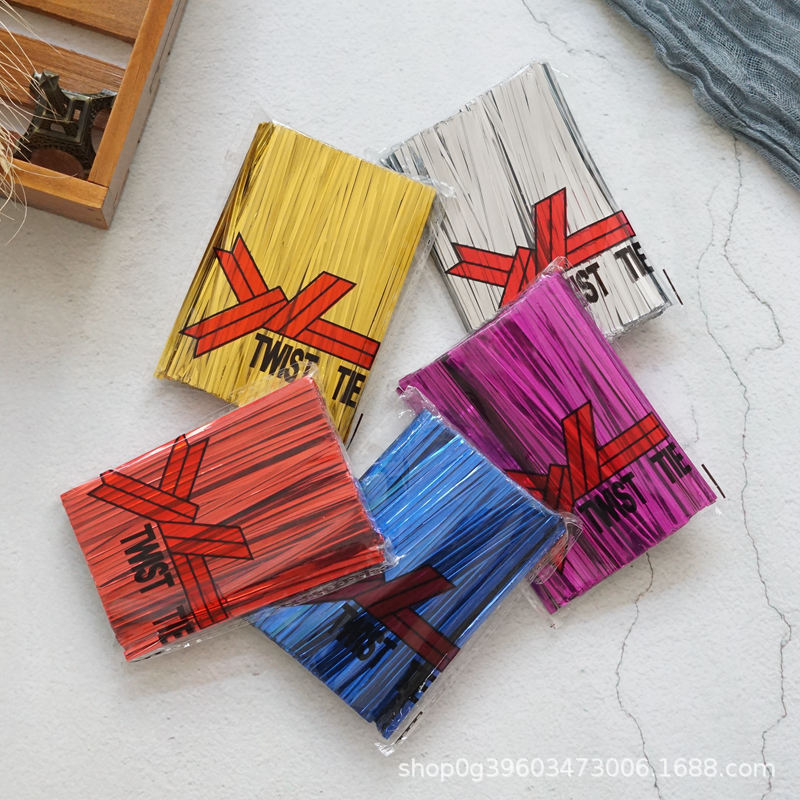 Factory wholesale of colored cable ties, gold thread cable ties, wedding gift boxes, bread bags, lollipop packaging, gold and silver cable ties details Picture