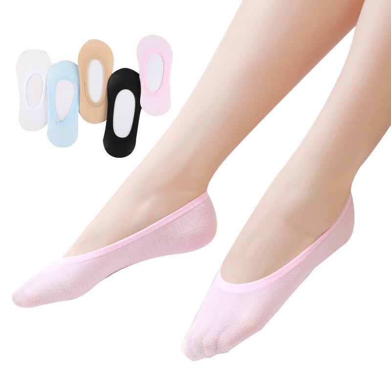 Wholesale of new spring and summer women's candy-colored anti-slip silicone boat socks, women's invisible socks, thin breathable shallow socks Item Picture