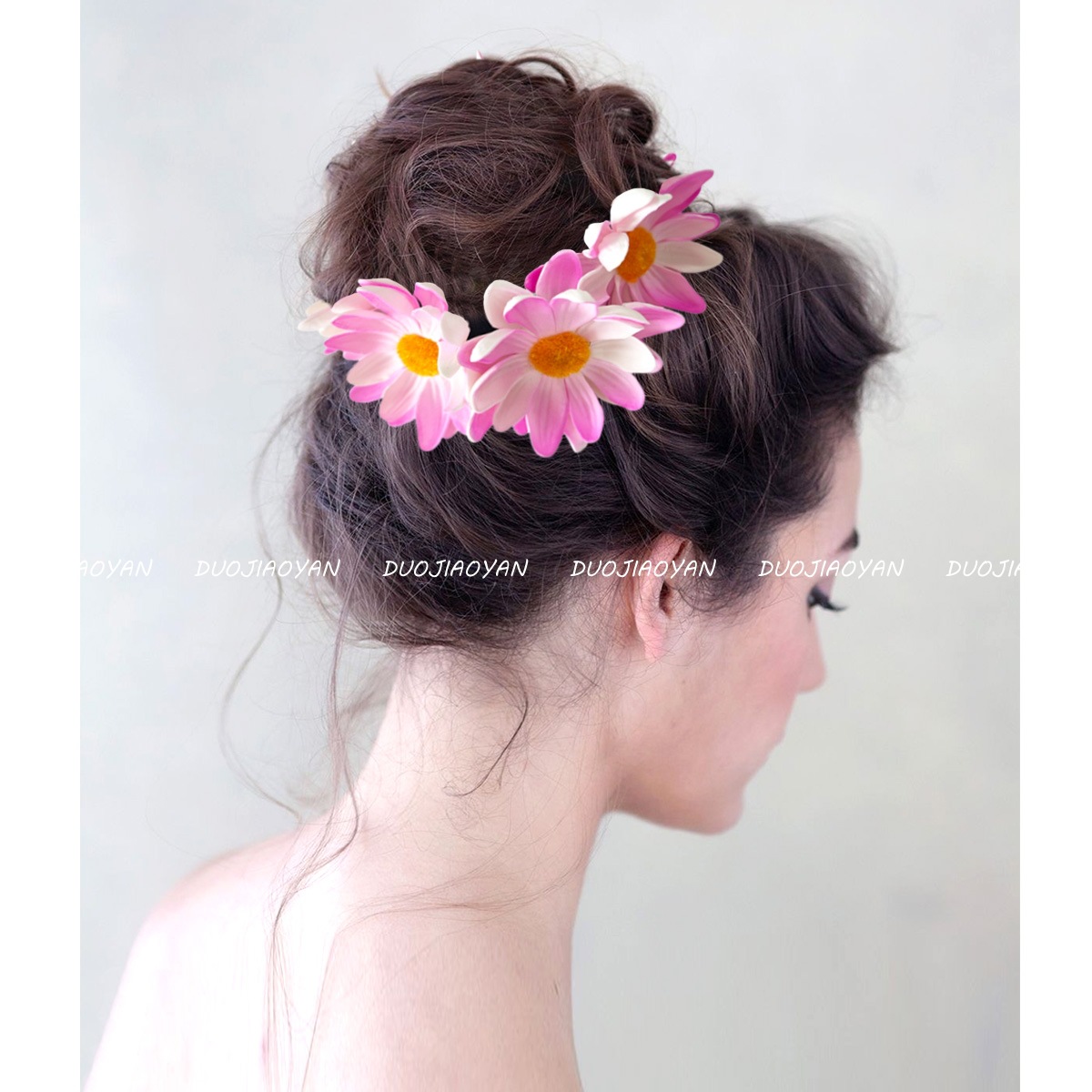 Wholesale of new European and American foam flower hair bands, high-elasticity hair bands with simulated flowers, pastoral hair bands, and colorful hair bands details Picture