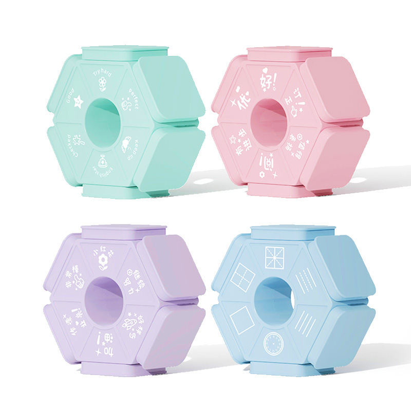 Six-sided children's stamps: teachers use the reward and comment stamps for correcting homework; students use the square grid stamps for correcting mistakes on clocks Item Picture