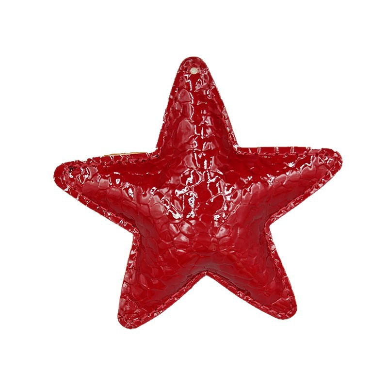 Leather U-shaped embossed large five-pointed star heart keychain, car pendant, bag, accessory Item Picture