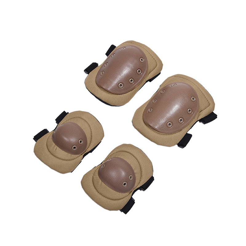 厂家直销黑鹰护具军迷户外CS护膝护肘运动护具套装防护用品白底实物图