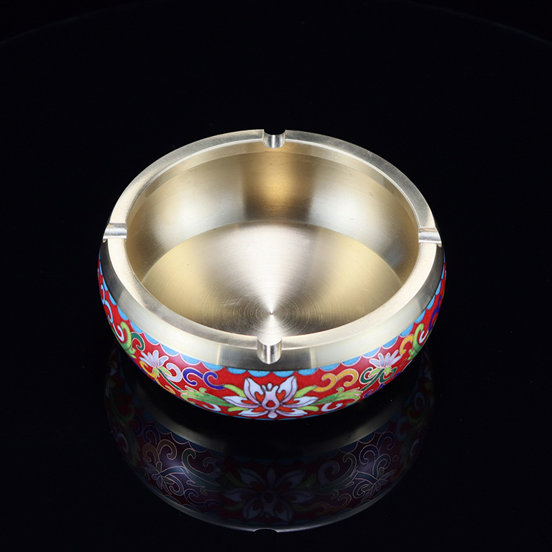 Beijing Cloisonne craft cultural gift and decorative items, traditional cast copper filigree low-temperature enamel ashtrays Specification image