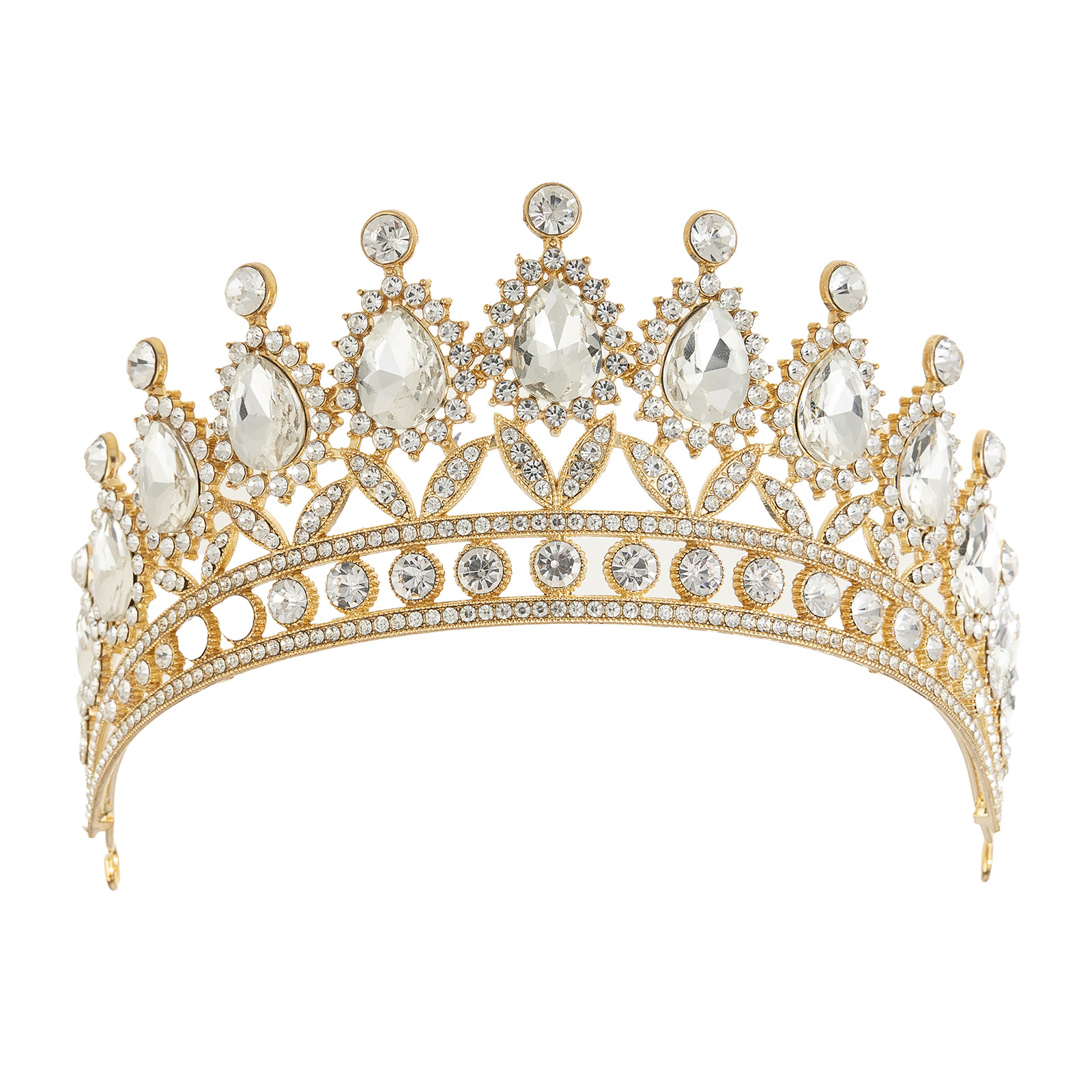European and American high-end wedding accessories, luxurious tiara headwear, retro semi-round queen's water diamond alloy tiara wedding dress hair accessory, bride's tiara headwear full figure