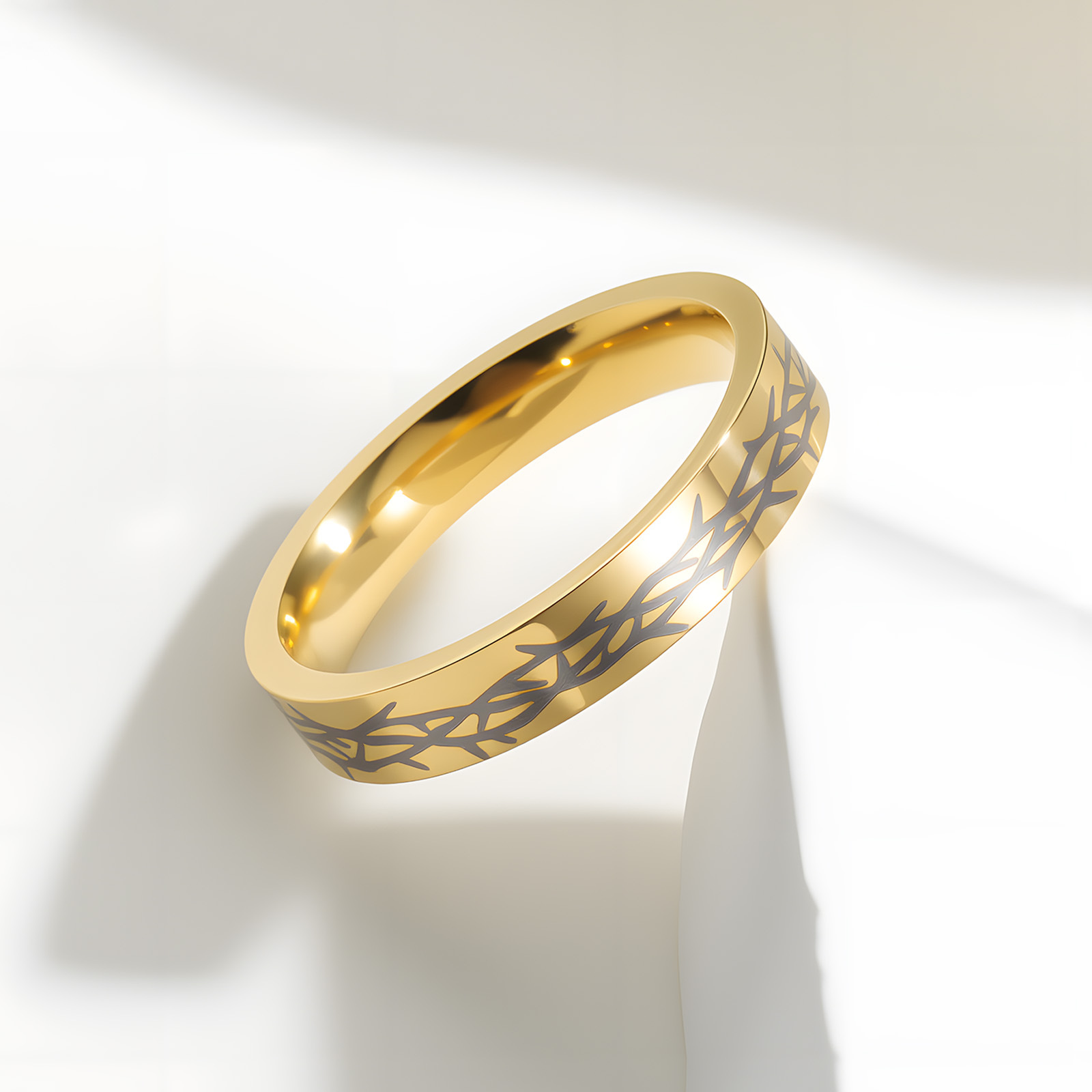4MM mujeres ins cold talking wind anillo de acero inoxidable grabado láser anillo de espina europa y Estados Unidos cross-border nuevos productos accesorios Application Scenario
