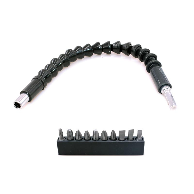 Electric screwdriver corner wrench, black universal flexible shaft extension rod, electric drill turning tool, multi-functional screwdriver bit, screwdriver bit details Picture