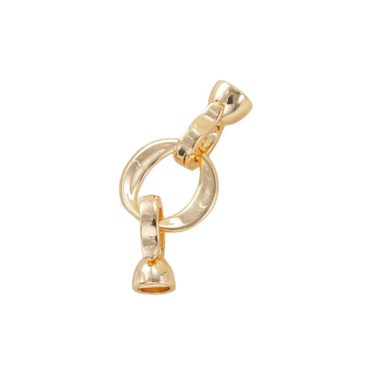 Copper-plated 18k gold color-preserving glossy circular connection buckle, horn buckle, bracelet, necklace buckle, DIY jewelry accessories Item Picture