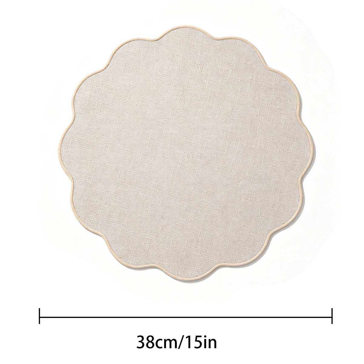 A light retro Ins-style lace round table mat with a faux linen texture, heat-insulating, heat-resistant and anti-slip, suitable for home dining table MATS Application Scenario