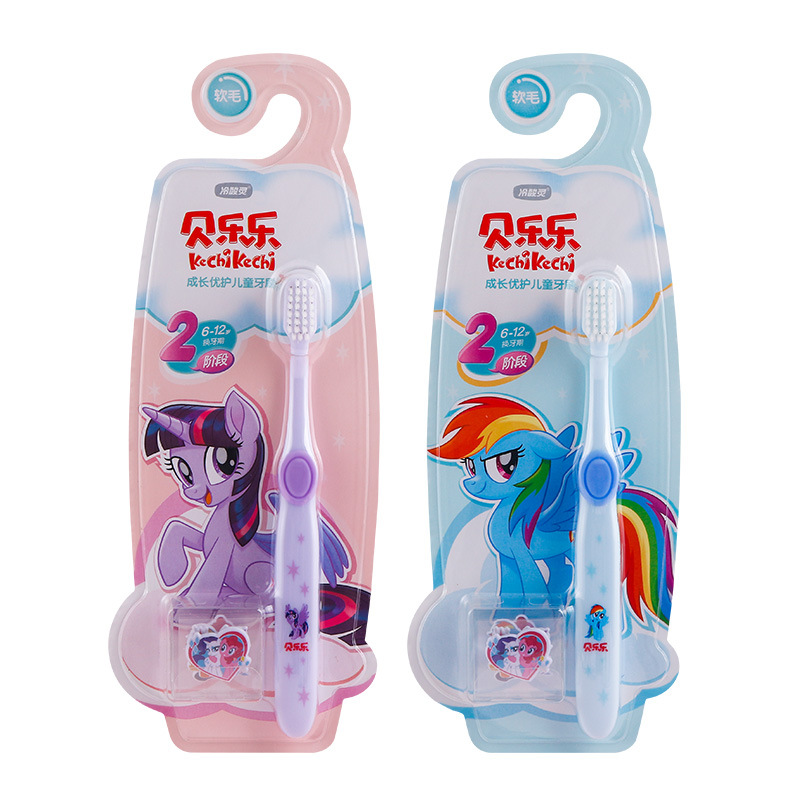 Cold Acid Lingbei Lele Growth Care Children's Toothbrush, Soft bristle toothbrush, cartoon manual, 6-12 years old, random color Specification image
