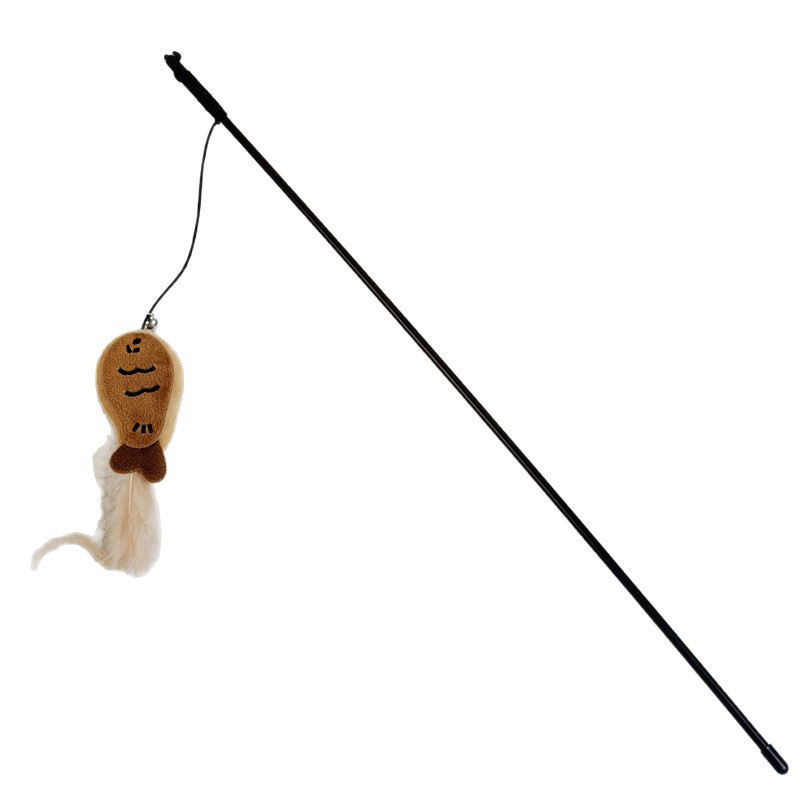 A new batch of cross-border Korean-style simple, entertaining and interactive cat toys with long rods, feathers and bells Item Picture