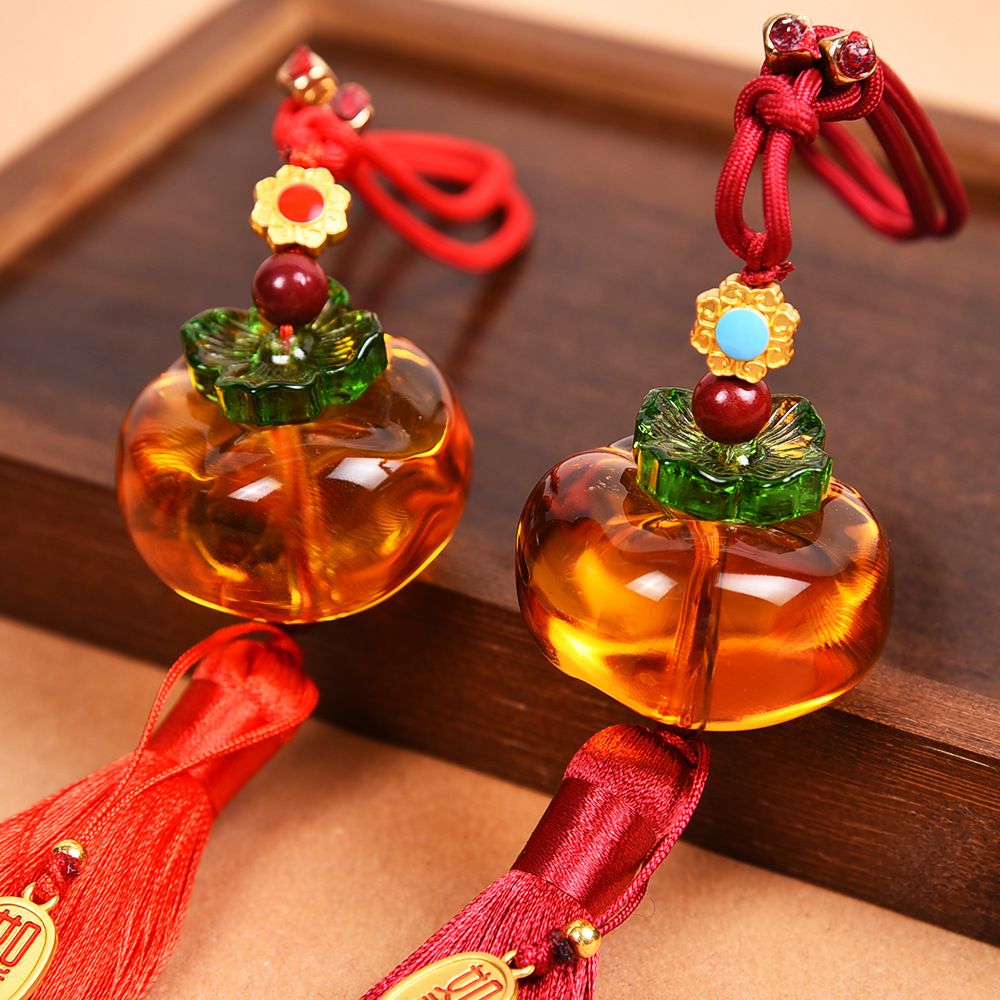 Crystal Persimmon Wish Pendant Car decoration Creative persimmon car Safety Flow Su rearview mirror small decoration manufacturer Specification image