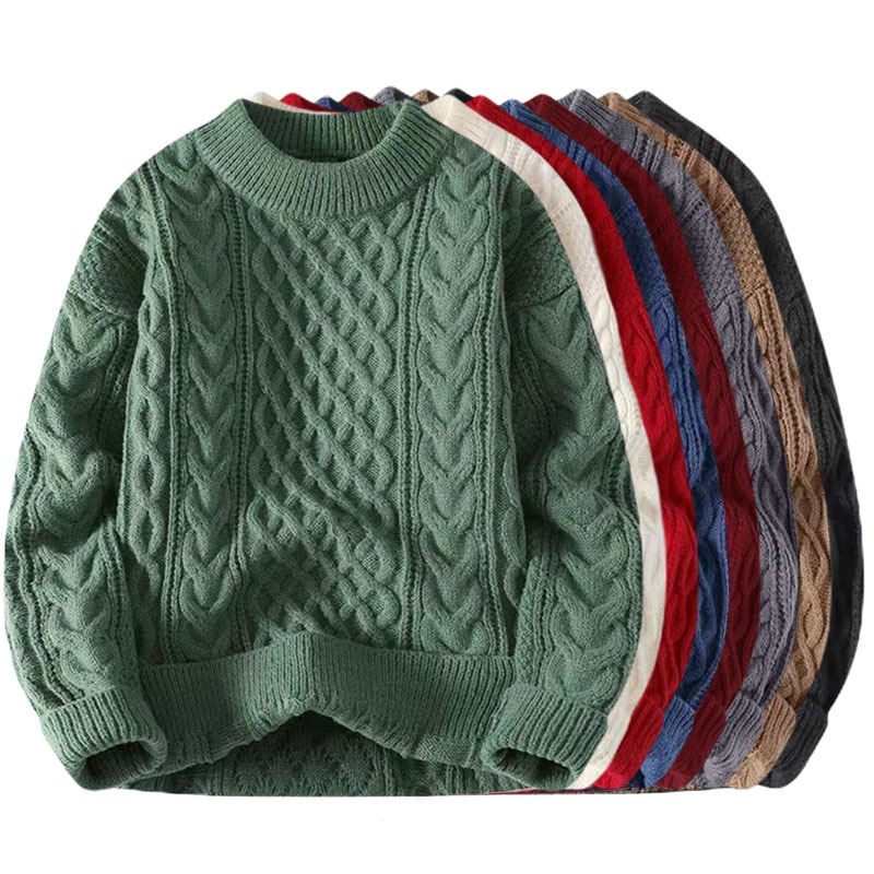 跨境爆款欧码大码针织毛衣女秋冬圆领高领加绒纯色内搭工厂批发