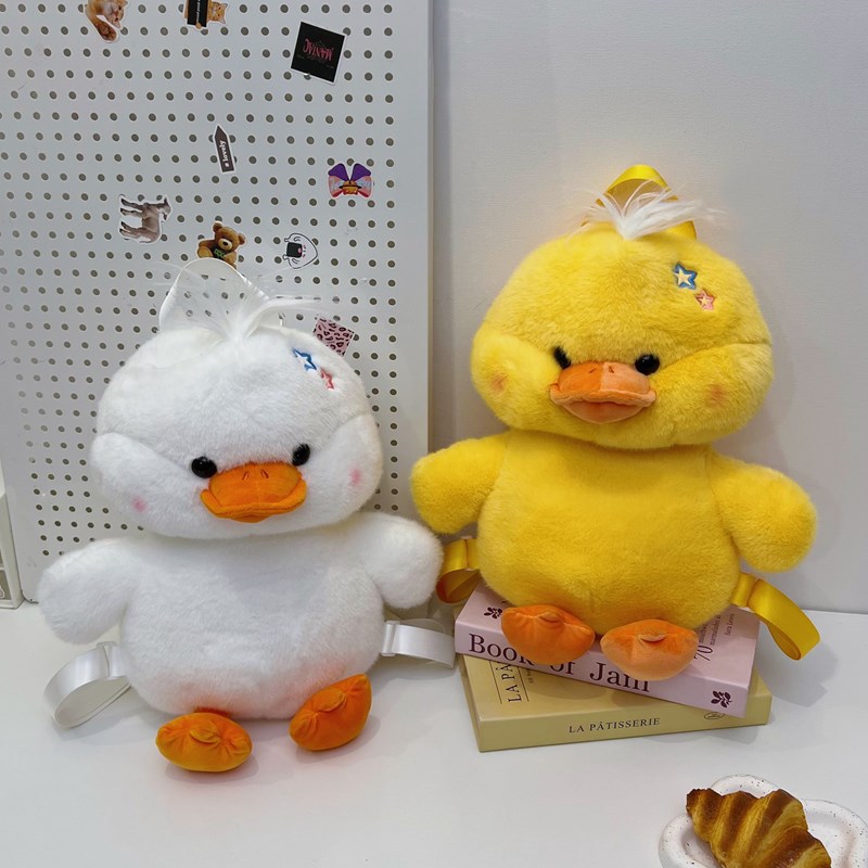 New cute cartoon duck plush bag, backpack, versatile cartoon plush bag for girls' outings