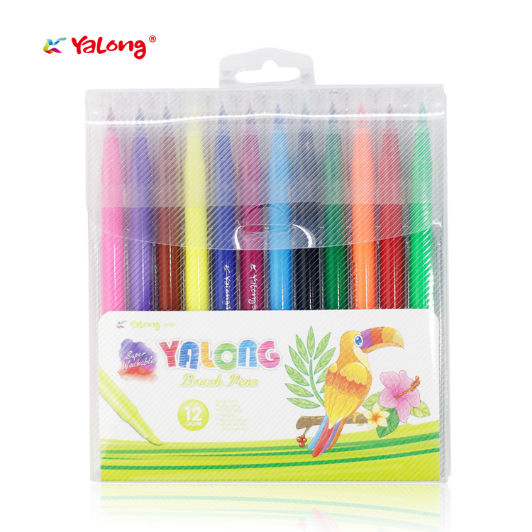 Yalong Cross-border Factory Price 12-color nib watercolor pens, art brushes, children's writing and drawing pens Item Picture