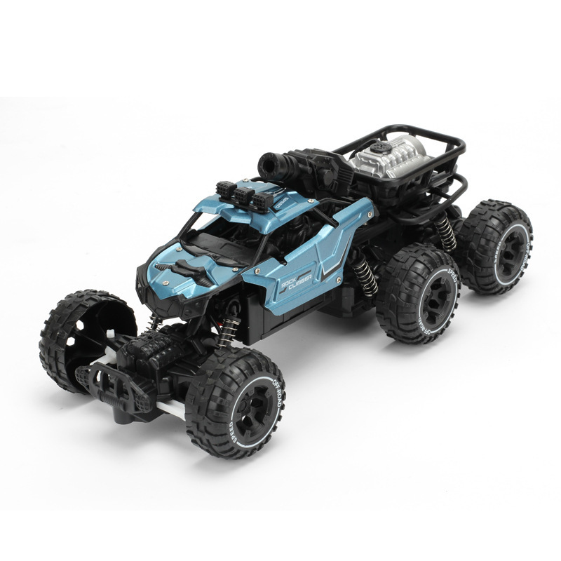 Cross-border children's remote control alloy car, missile spray, off-road six-wheel climbing car, big foot car model, boys' toys Item Picture