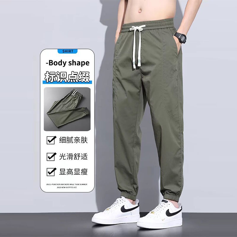 Casual pants for men, spring and summer, thin and loose styles, Harun tapered sweatpants, drawstring sports nine-inch pants, cargo pants, summer trendy brands Specification image