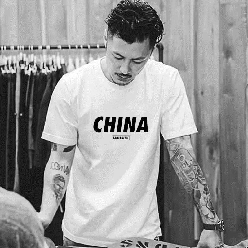 国潮男士短袖t恤夏季新款纯棉宽松半袖上衣潮流港风休闲T恤