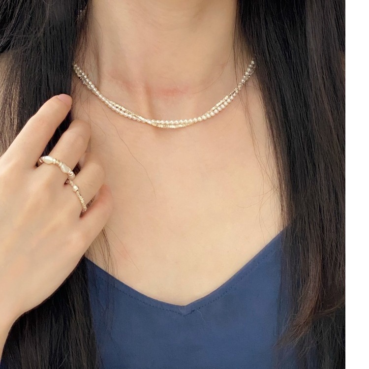 The entire S925 sterling silver Shijia pearl wound necklace features a niche design for women, a neckchain, a collarbone chain, and a light luxury chain Item Picture