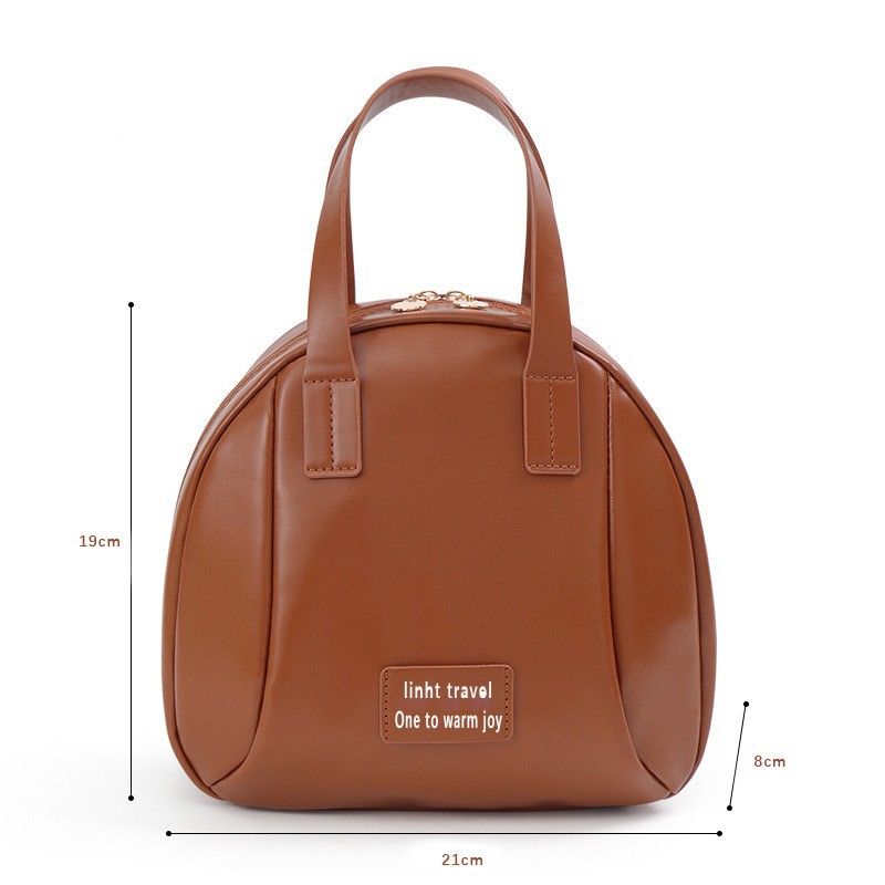 PU leather double-handed large-capacity makeup storage bag, simple and elegant, solid-color portable storage travel toiletry bag Specification image