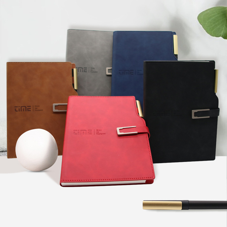 Yalong Cross-border's best-selling 5-color A5 leather cover 80g high-quality offset paper student work grid notebook details Picture