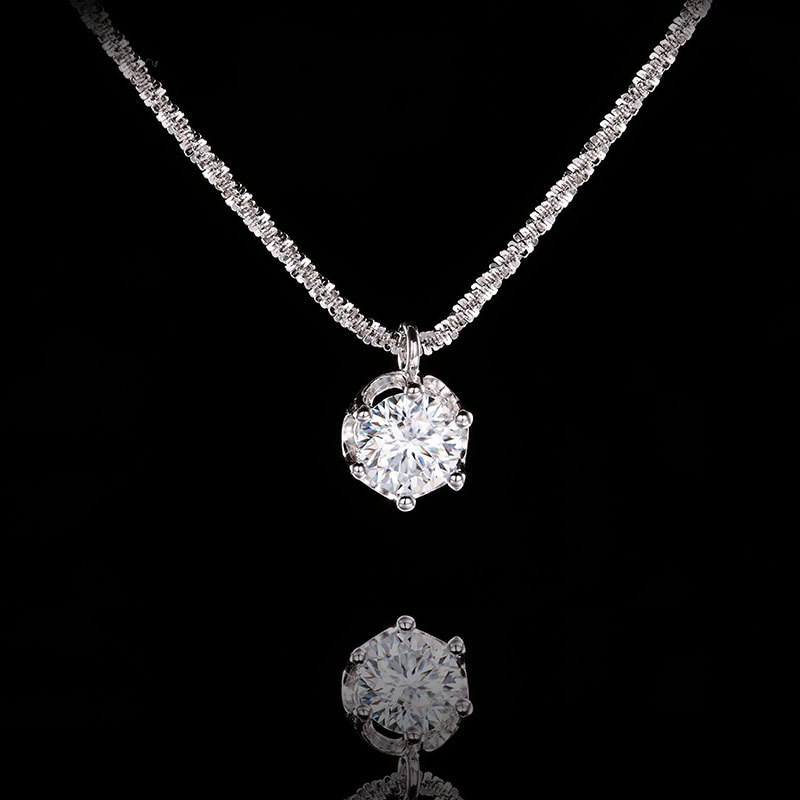 S925 all-silver, light luxury, niche high-end collarbone chain, moissanite fashionable Valentine's Day gift necklace for best friends Specification image