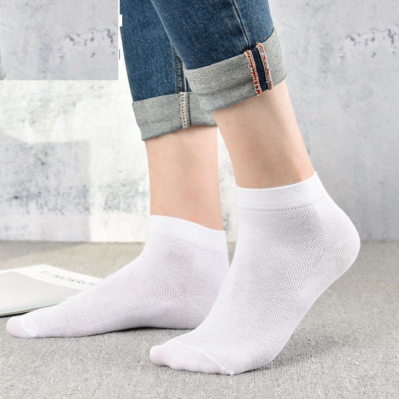 White mesh socks for men, summer men's boat socks, Japanese-style anti-odor and sweat-absorbing men's socks, men's sports cotton socks details Picture
