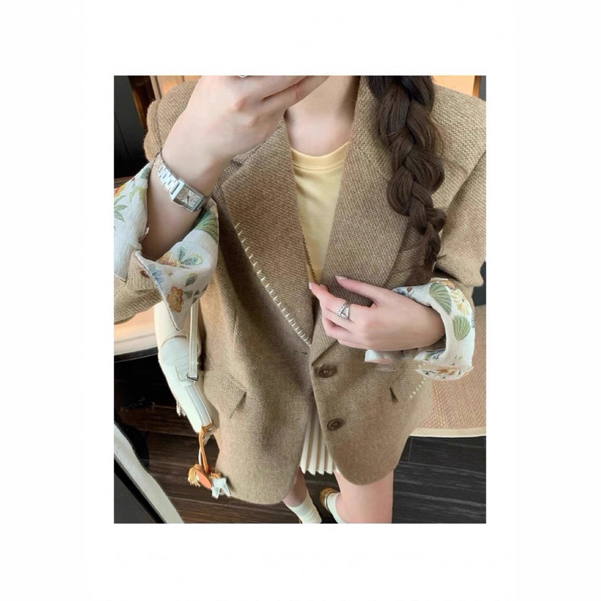 羽绒加厚经典小个子粗花呢西装外套廓形秋冬女装G1536细节图