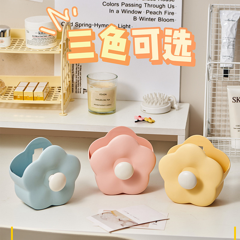 Flower makeup brush storage box, wall-mounted home bathroom, dressing table, desktop, comb and toothbrush, cute cartoon storage box Application Scenario