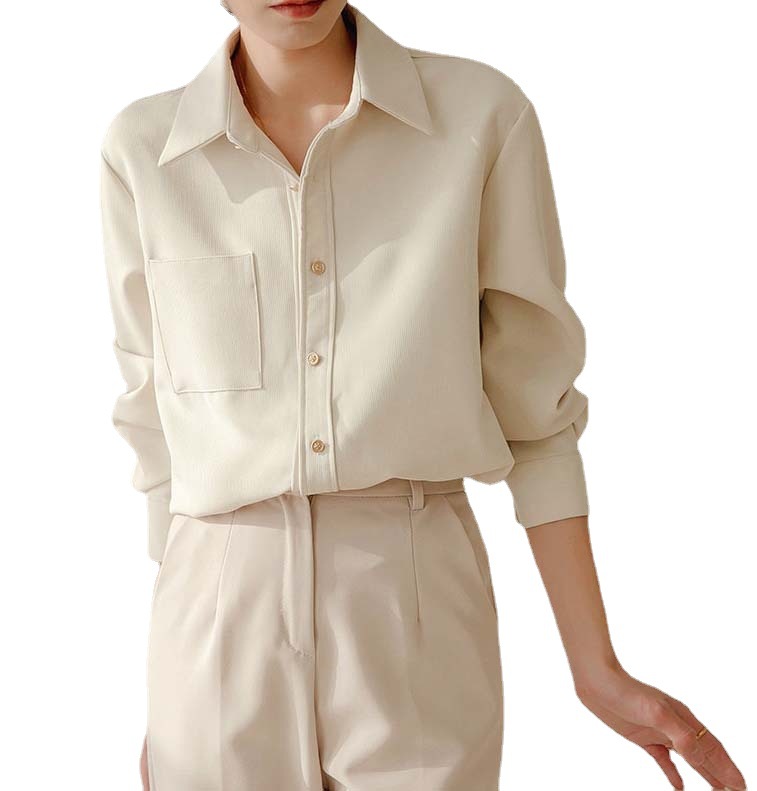 职业衬衫/跨境/棉麻/职业衬衫女/衬衫天丝牛仔白底实物图