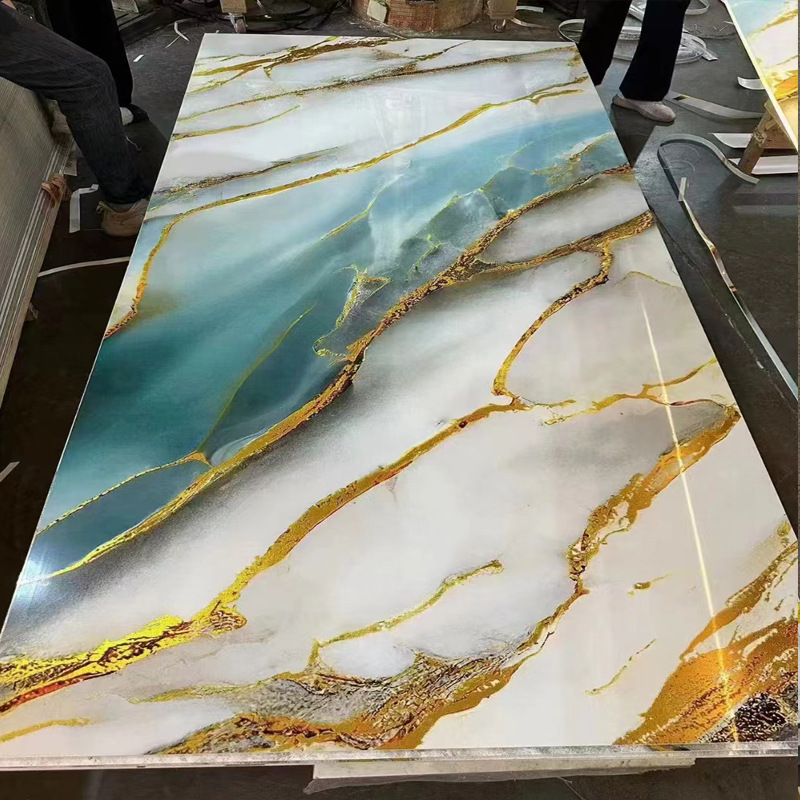 UV board imitation marble wall panel, paint-free board, waterproof and flame-retardant light luxury TV background decorative board, stone plastic UV board