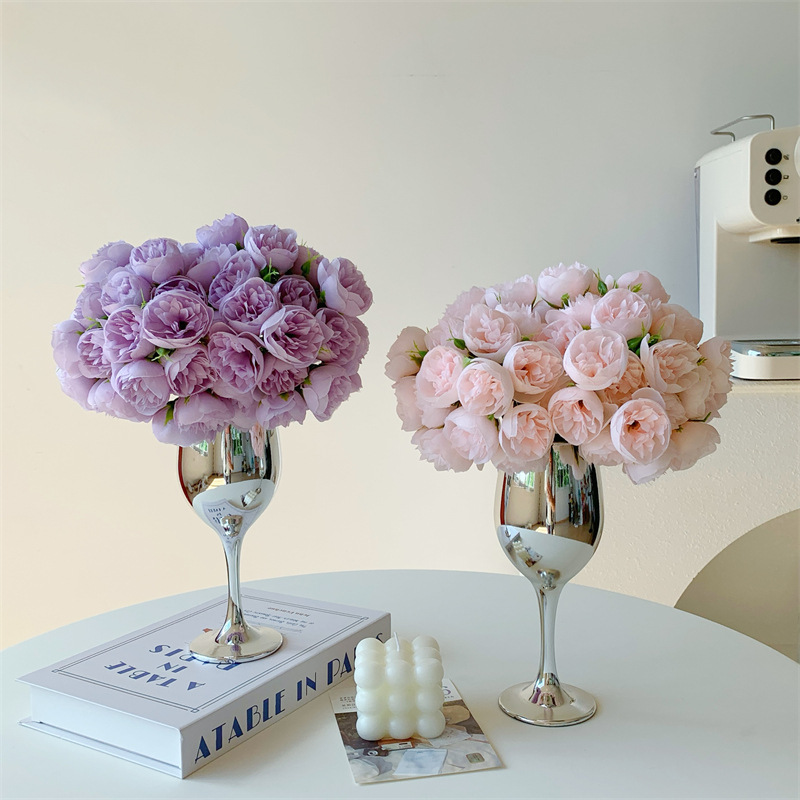 A 27-head small peony bouquet with a bottle of artificial and fake flowers, a living room decoration item that has become a bestseller on Douyin details Picture