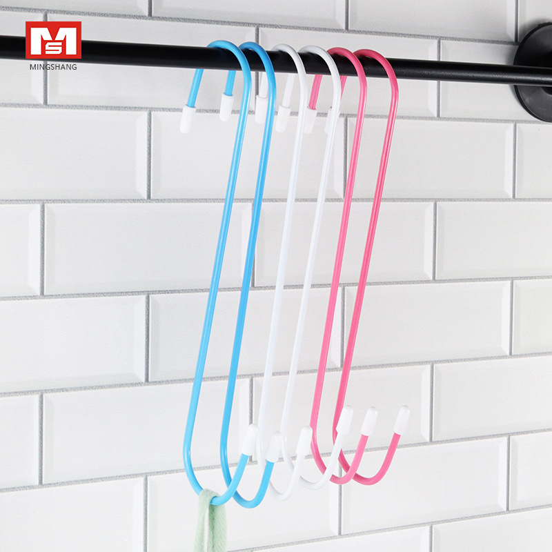 Factory direct sales of Japanese MS 2028 storage S-hook, creative home S-shaped hook, 10" rubber sleeve large line S-hook details Picture