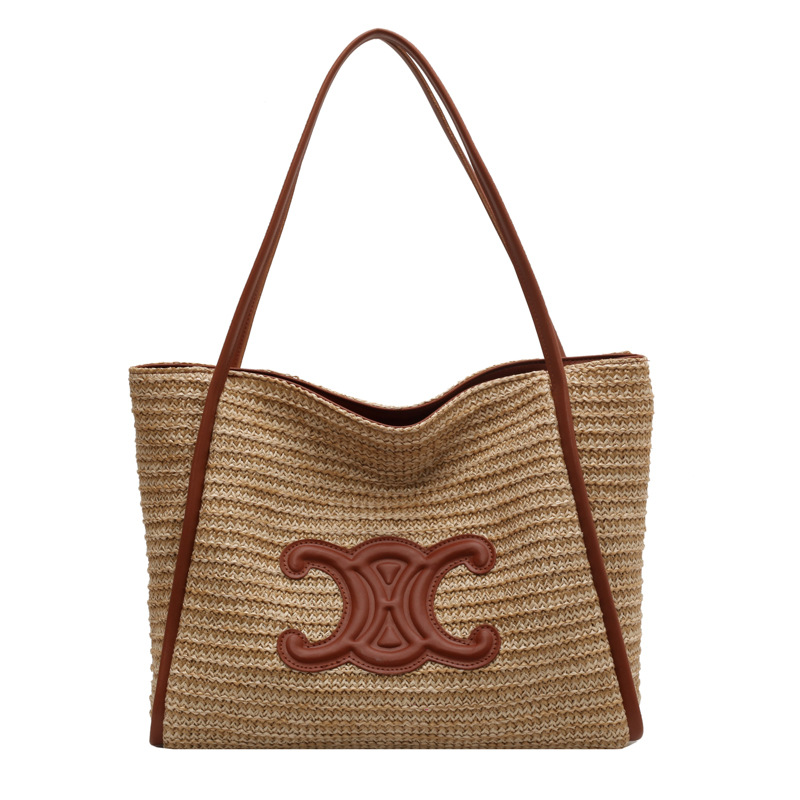 Cross-Border Straw Weaving Bags Are Now Available In Summer. Hand-Woven Vegetable Basket Bags, Vacation Beach Bags, Single-Shoulder Armpit Bags, Handbag Bags, And Hand-Woven Straw Weaving Bags Item Picture