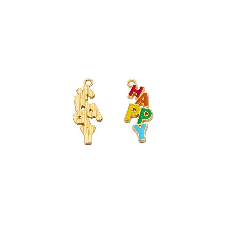 حقائب بسوارات صغيرة مسحوكة بأحرف (Hapy) من أجل الحلي اليدوية، سبائك الزنك Item Picture
