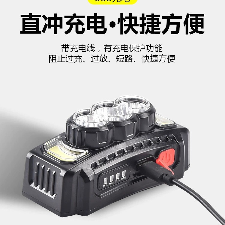 Wholesale Amazon rechargeable led headlights, high-intensity, long-lasting outdoor lights, waterproof head-mounted sensor fishing headlights details Picture