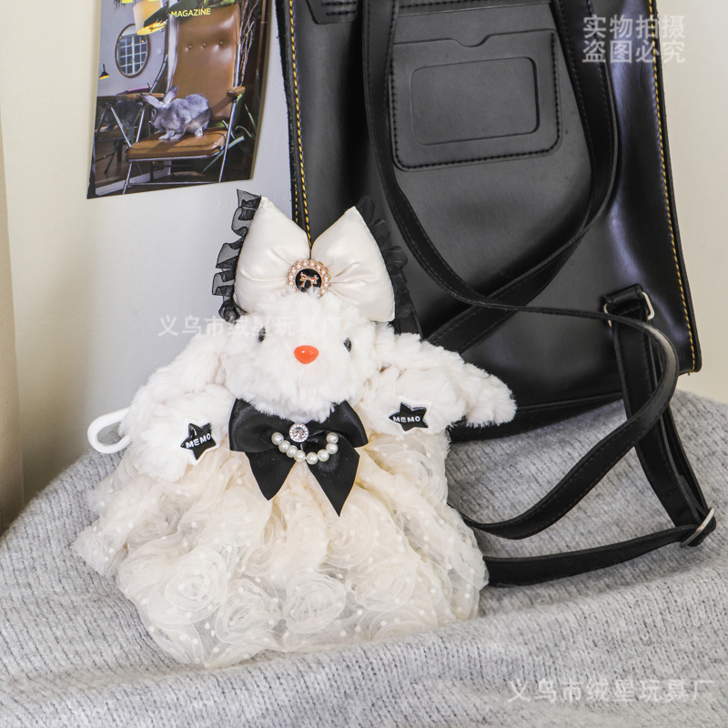 Drooping ear rabbit doll dress, creative plush doll, long-eared rabbit pendant, mobile phone back clip bag, keychain hanging gift Application Scenario