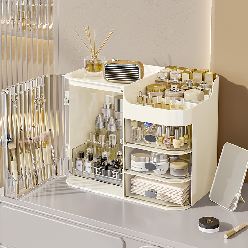 Cosmetics storage box, dust-proof skin care products, desktop shelf, storage rack, dressing table, storage box, transparent drawer, lipstick