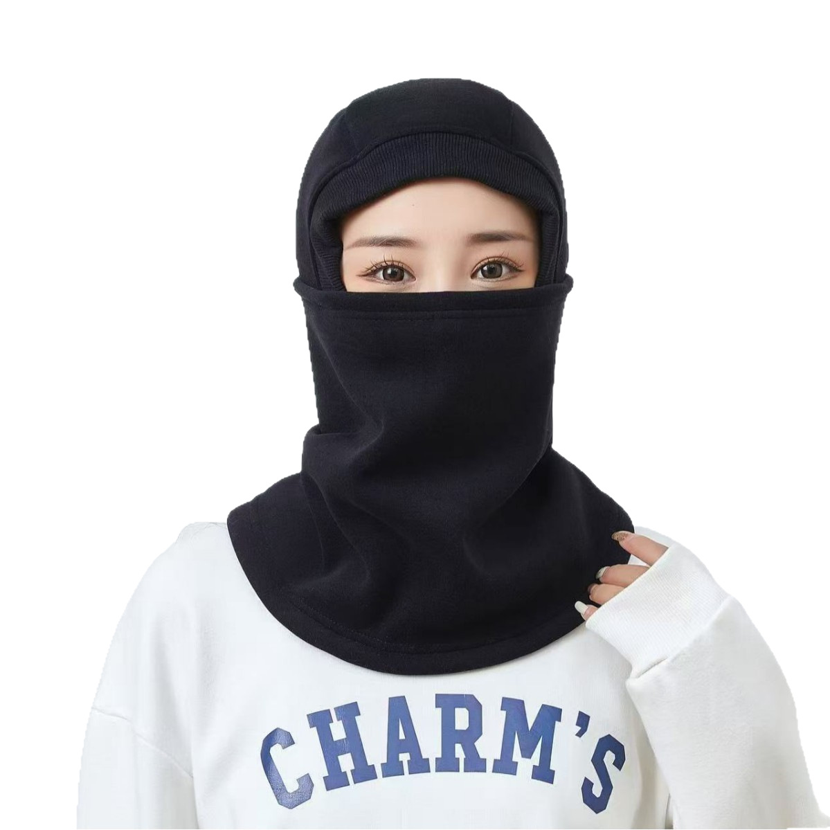 New autumn and winter women's thickened fleece hooded cap, cold-proof face mask, outdoor cycling and skiing face protection and neck scarf integrated hat Item Picture