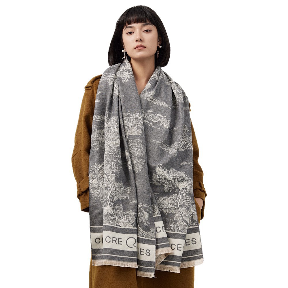 围巾/烫钻围巾/围巾女长款百搭/围巾女士长款百搭/红围巾白底实物图