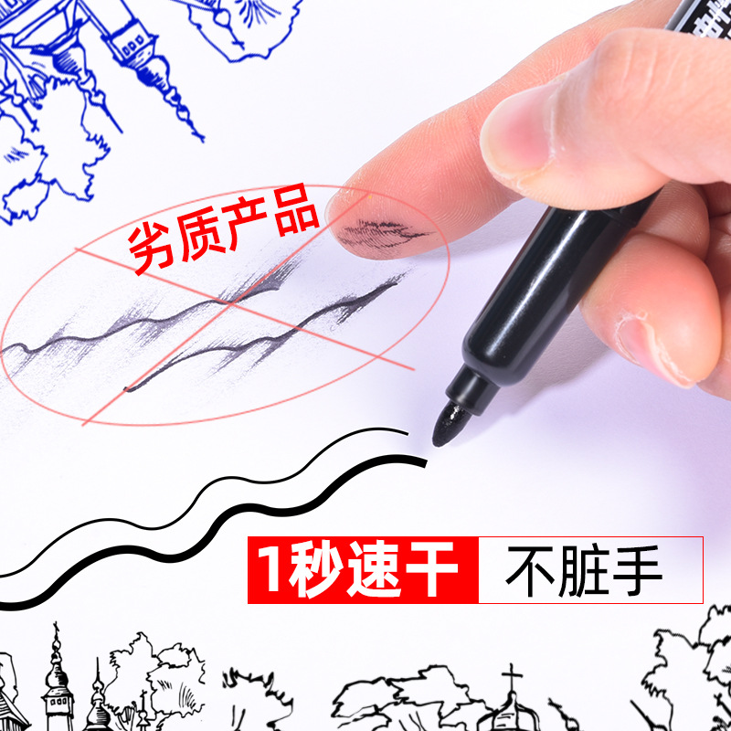 Factory direct supply of double-headed marker pens, oil-based markers, Tianfeng 1092 line marker pens details Picture