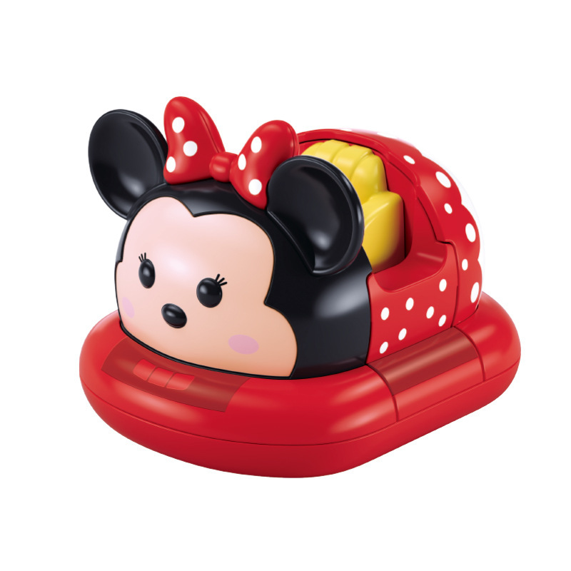 野想迪士尼米奇碰碰车双回力车积木益智拼装玩具总动员圣诞礼物白底实物图