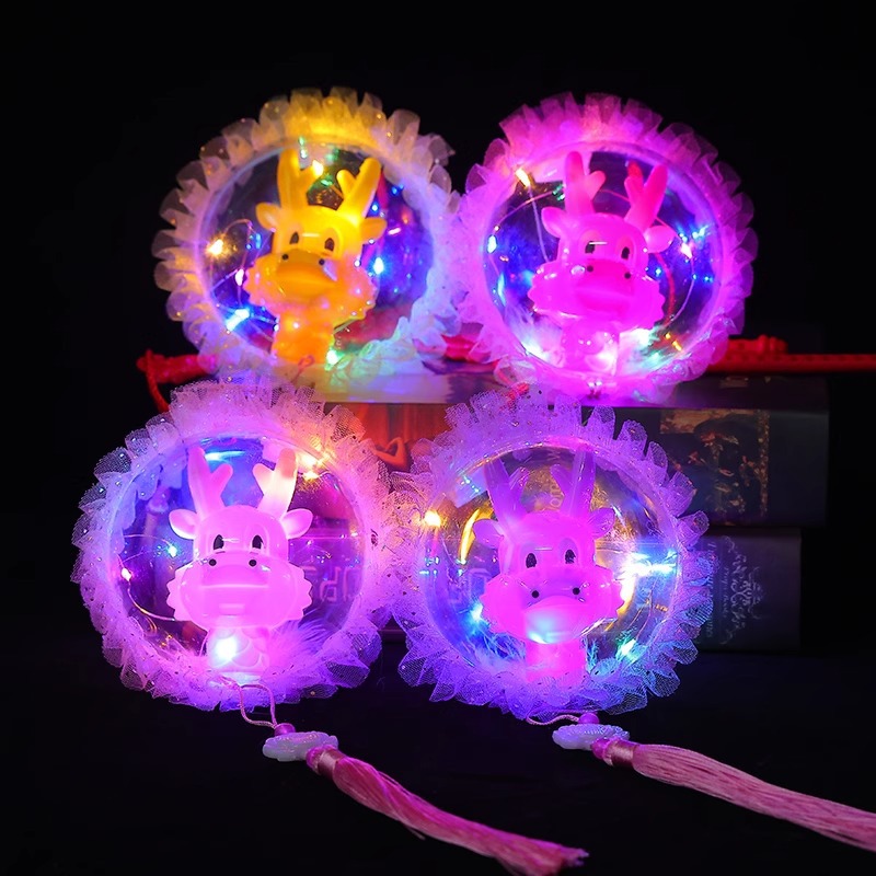 2024 New illuminated hand-held Dragon Year lanterns, Lantern Festival dragon head lanterns, scenic area night market street stalls, children's small toys Specification image