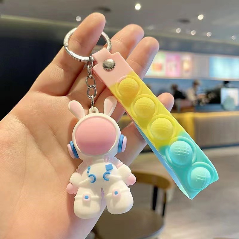 Space Rabbit keychain pendant, ins, high appearance level cartoon rabbit doll car pendant decoration details Picture