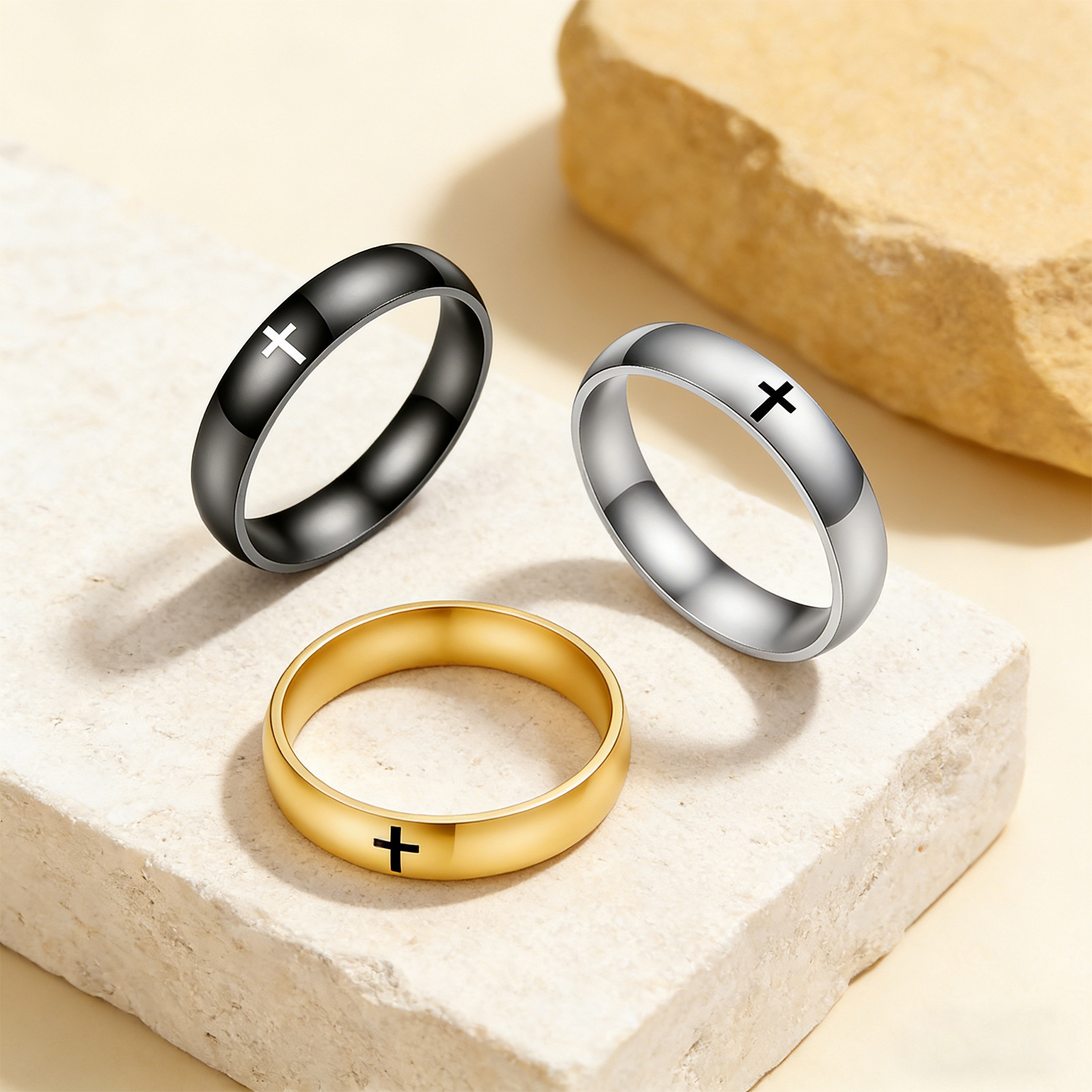 New cross-border stainless steel smooth cross ring, 4mm, 6mm, 8mm, vacuum electroplated in the furnace, does not fade Specification image