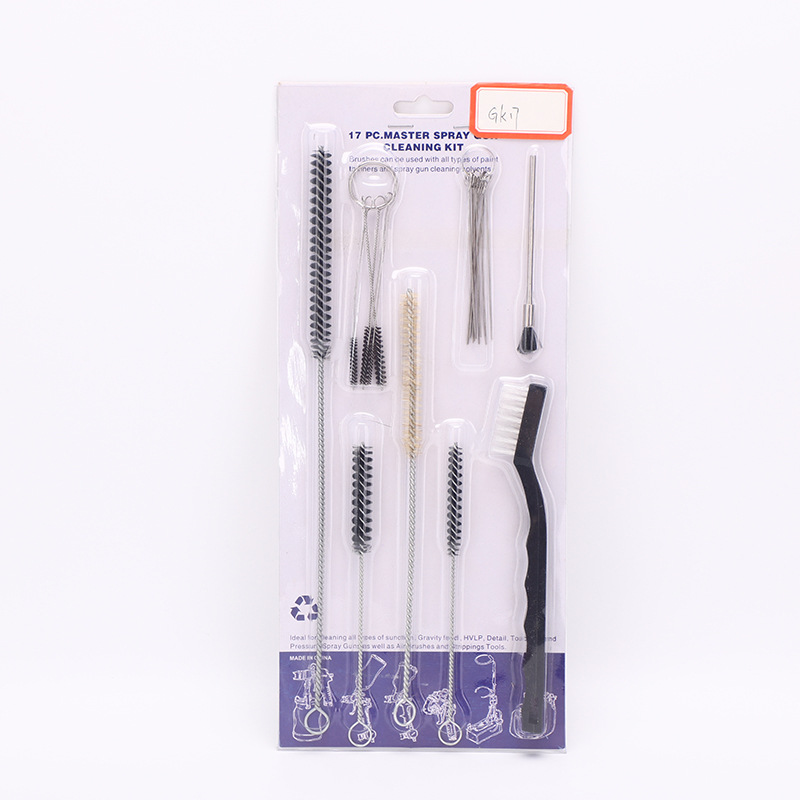 Jujian Cross-border best-selling spray gun, tattoo brush, nozzle, pipe brush, mechanical needle, nylon brush, spray gun cleaning set Item Picture