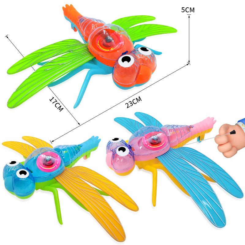 Luminous drawstring dragonfly rebound sliding simulation two-winged dragonfly insect play night market street stall children's gift wholesale Item Picture