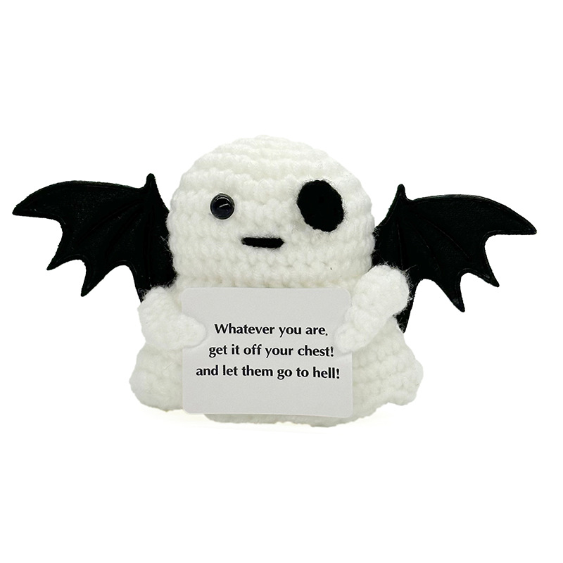 Wholesale and customization of white ghost-shaped crocheted dolls, plush toys and trendy toys Item Picture