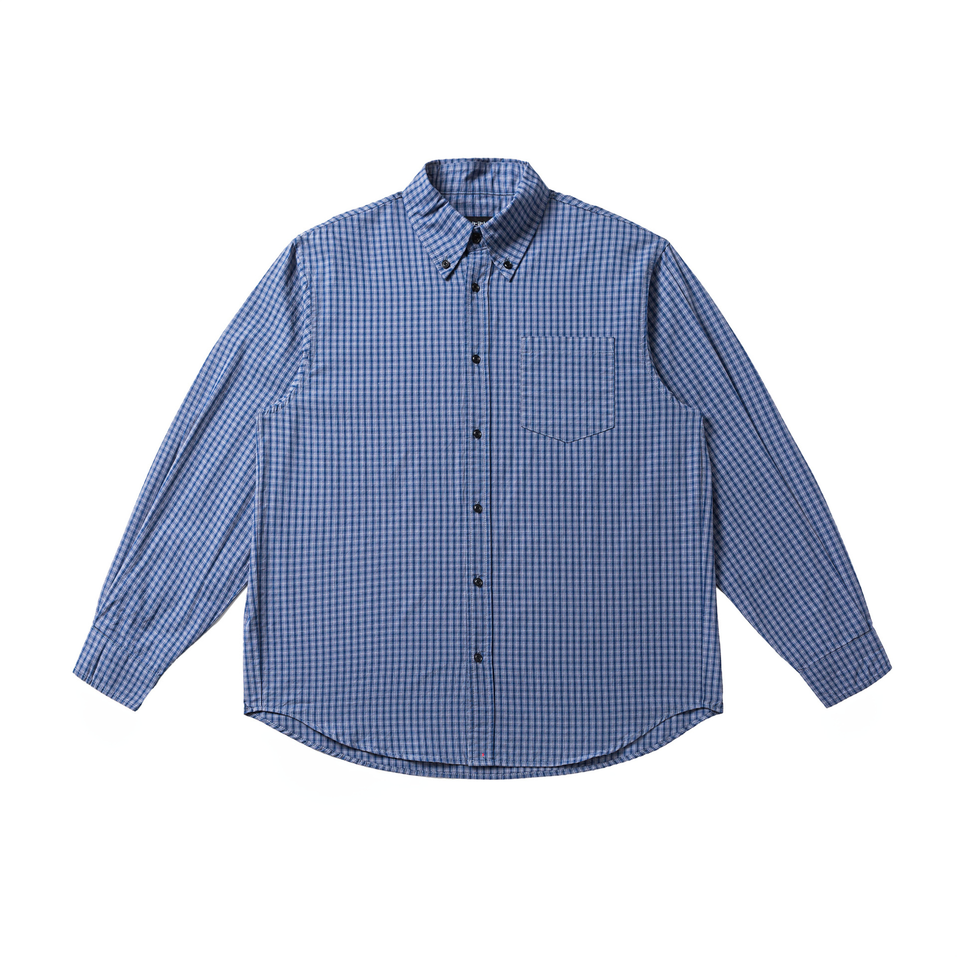 日系春秋复古细格子质感长袖衬衫男女宽松休闲百搭格纹衬衣细节图