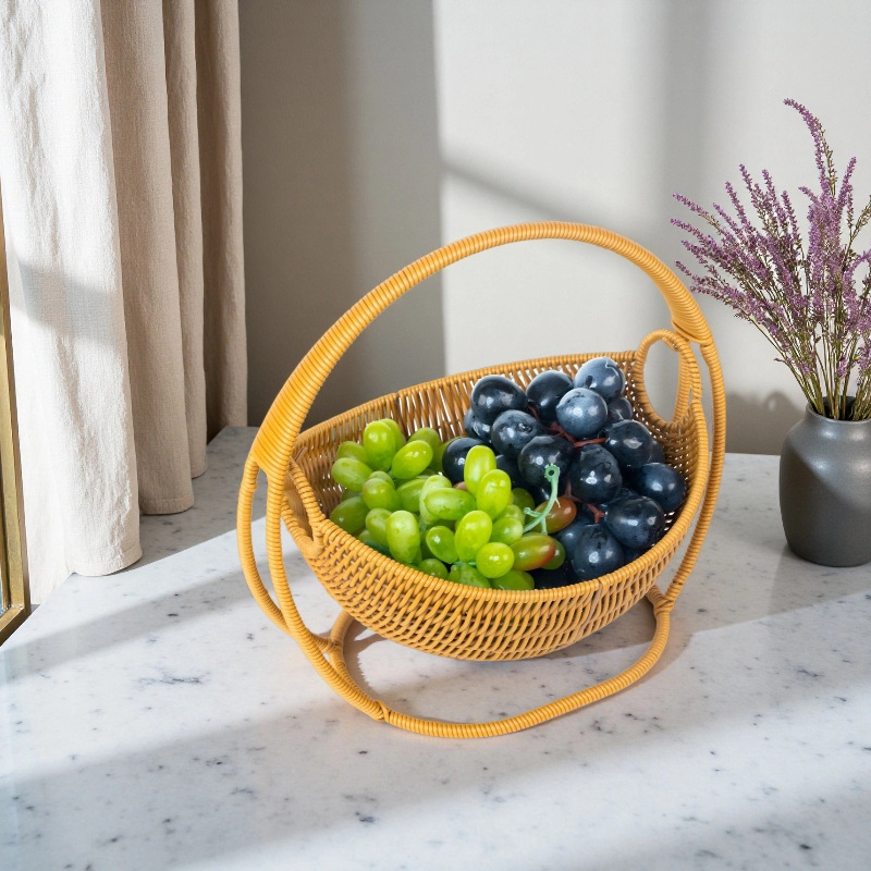 喜字编织篮水果篮餐具果盘塑料杯密胺套装