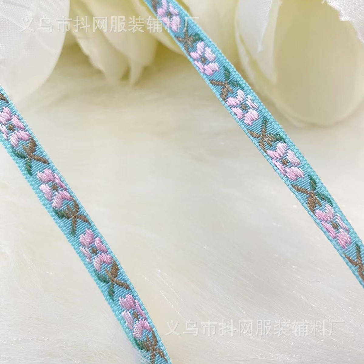 En stock 0.7cm estilo étnico floral jacquard bordado correas DIY accesorios para el pelo regalos rendimiento accesorios de ropa al por mayor Specification image